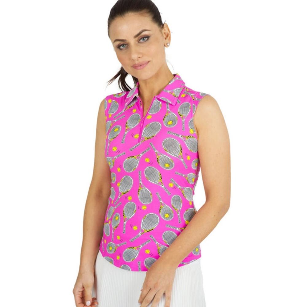 IBKUL Women's Venus Skin Print Sleeveless Polo Shirt Size XS NWT